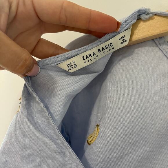 Zara Fruit Embroidered Cutout Back Long Sleeve Top Size Medium - Picture 7 of 7